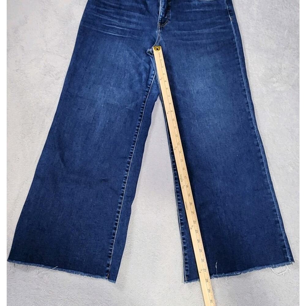 Kut From The Kloth Meg Fab Ab Wide Leg Jeans Blue High Rise Raw Hem Womens 12 - Picture 5 of 9